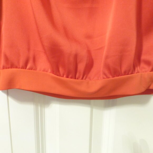 BEBE bright orange satin top with tassels and bubble hem - Picture 7 of 11